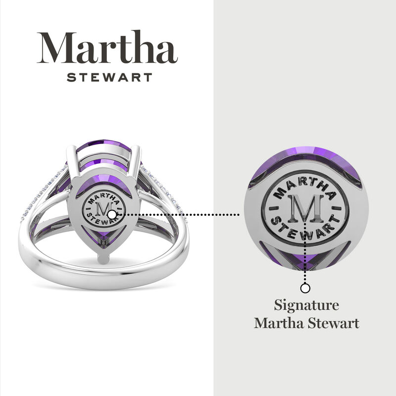 Martha Stewart 5 1/2ctw. Pear Shape Amethyst & Lab Grown Diamond Ring In Sterling Silver image number null